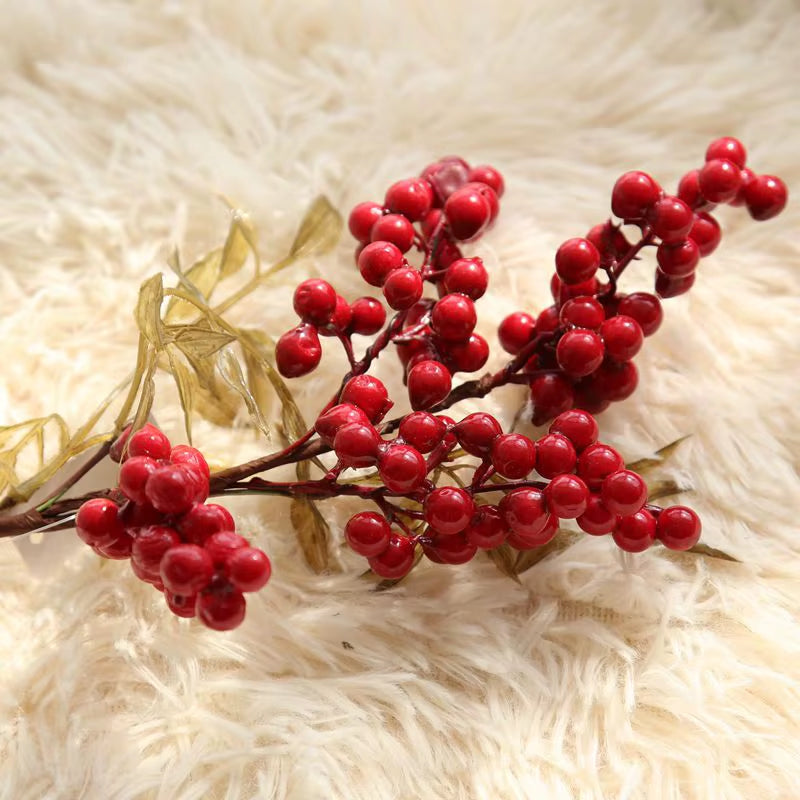 Red Berry Artificial Flower Fake Berries Christmas Flower DIY Home Christmas Decoration New Year'S Decor Artificial Berry
