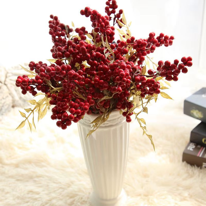 Red Berry Artificial Flower Fake Berries Christmas Flower DIY Home Christmas Decoration New Year'S Decor Artificial Berry