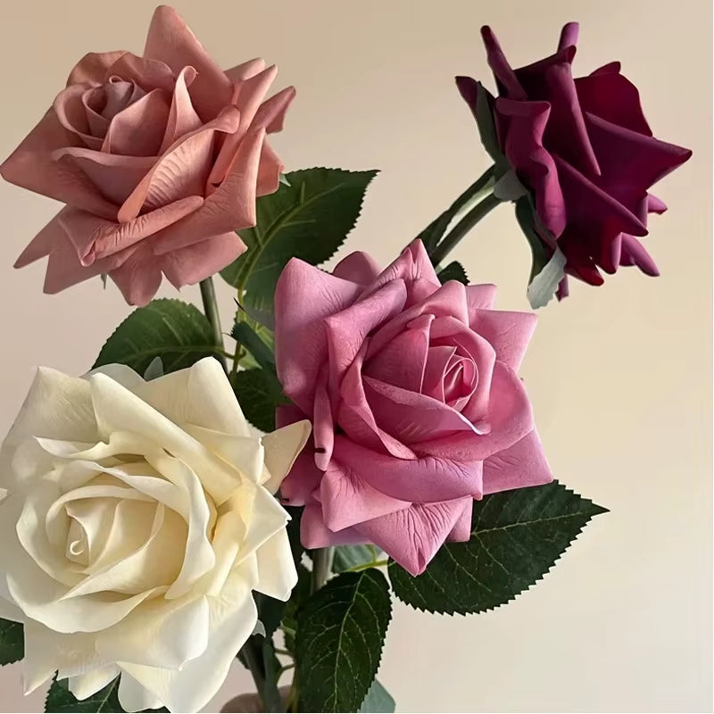 5Pc Faux Autumn Moisturizing Rose Real Touch Flowers Artificial Bridal Bouquet Wedding Decor Party Rose Flowers Home Decor Flore