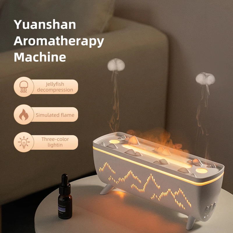 Transform Your Space with the Jellyfish Aroma Diffuser: Elegant Electric Humidifier with Flame Light and Essential Oil Aromatherapy