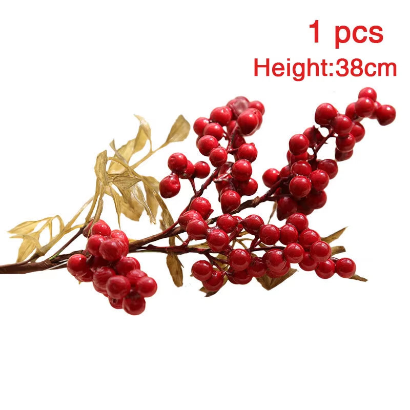 Red Berry Artificial Flower Fake Berries Christmas Flower DIY Home Christmas Decoration New Year'S Decor Artificial Berry