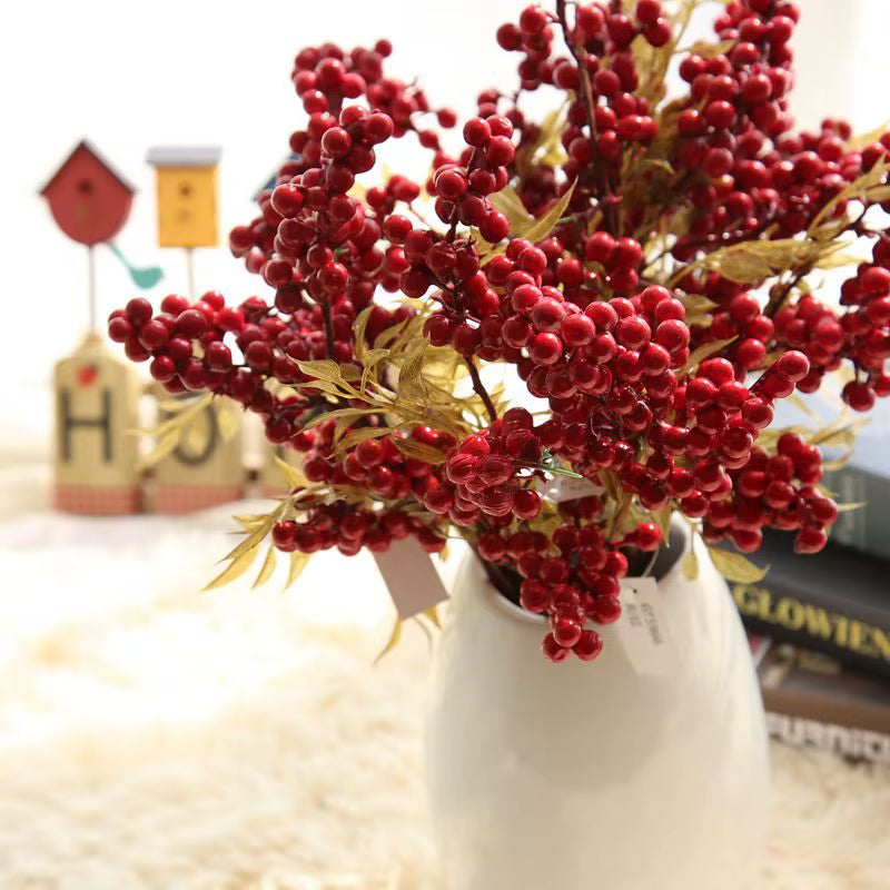 Red Berry Artificial Flower Fake Berries Christmas Flower DIY Home Christmas Decoration New Year'S Decor Artificial Berry