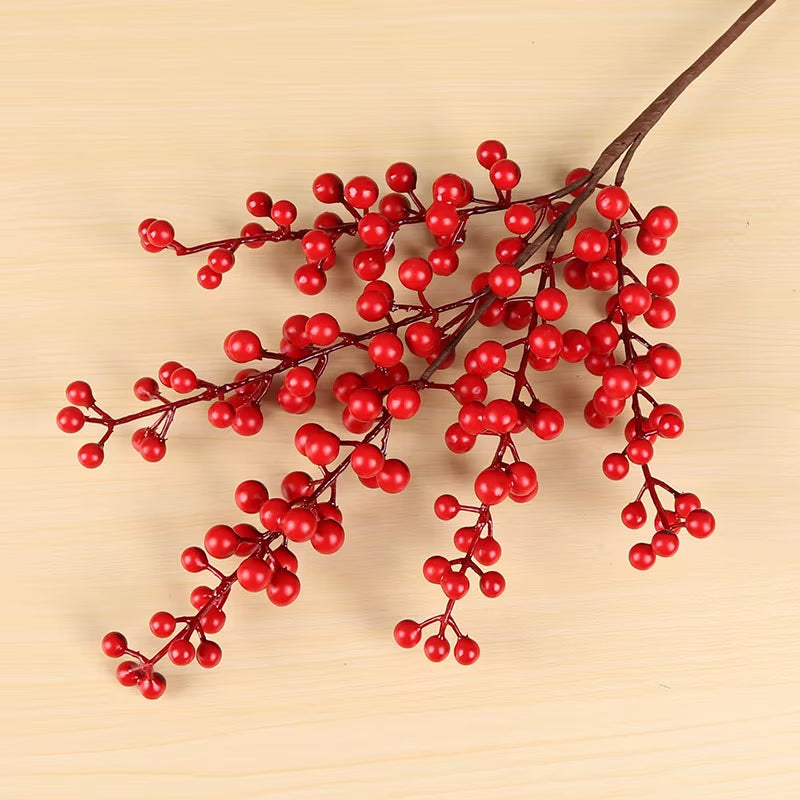 Red Berry Artificial Flower Fake Berries Christmas Flower DIY Home Christmas Decoration New Year'S Decor Artificial Berry