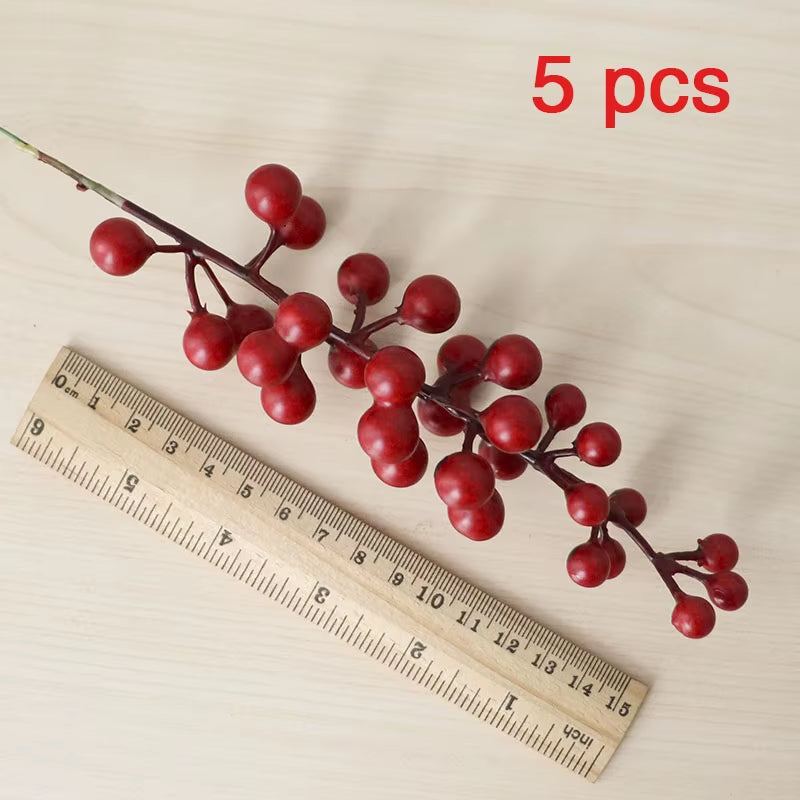 Red Berry Artificial Flower Fake Berries Christmas Flower DIY Home Christmas Decoration New Year'S Decor Artificial Berry